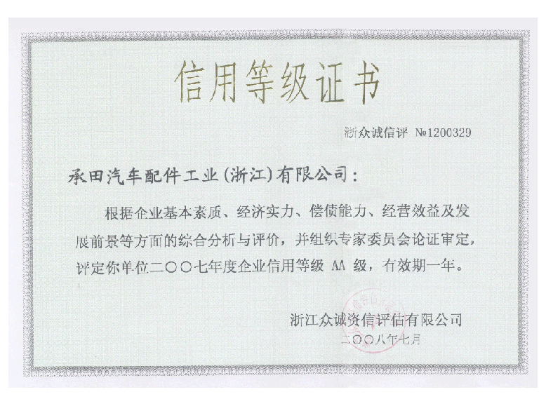 信用等級(ji)證書